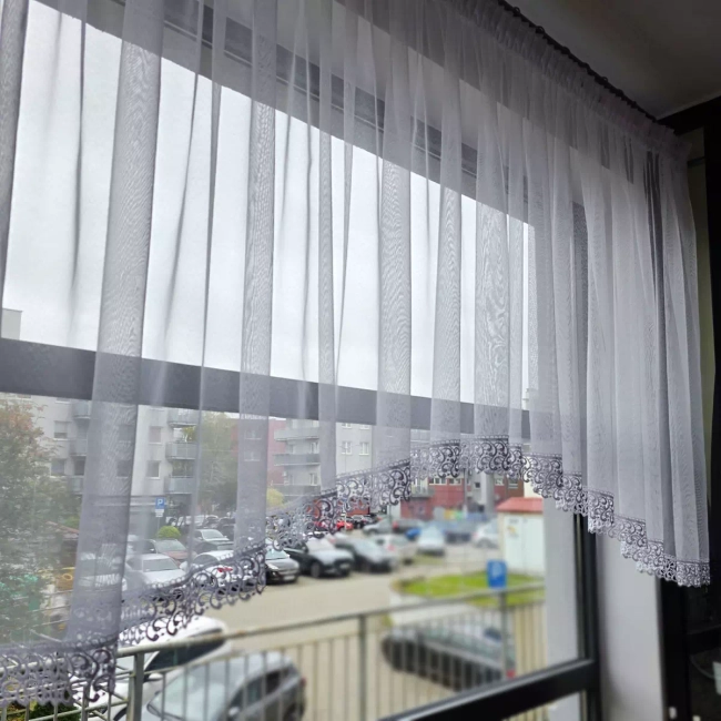 Firana gotowa z gipiurą ŁUK 450x130 (limitowana kolekcja) - na karnisz 175-225cm
